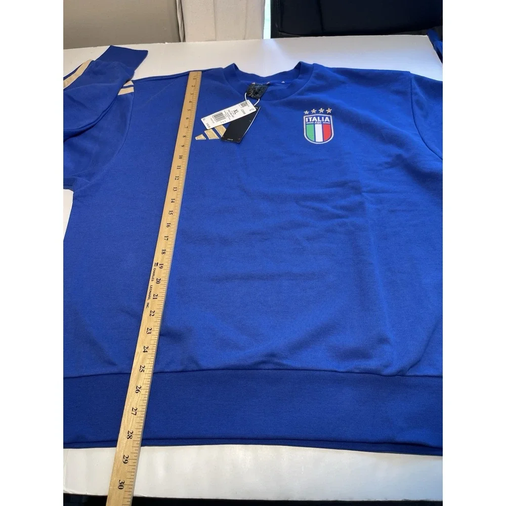 Adidas Italy Soccer Men's Crew DNA Sweatshirt Blue Size XL New